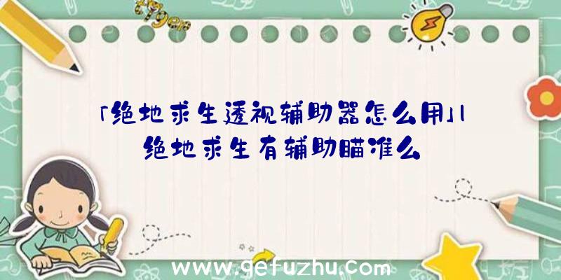 「绝地求生透视辅助器怎么用」|绝地求生有辅助瞄准么